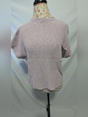 Free People Light Mauve Knit Short Sleeve Beach Top Size XL